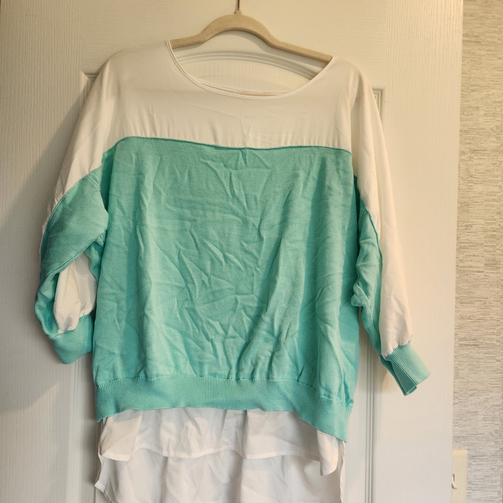 Calvin Klein Mint and White Sweater Size XL EUC